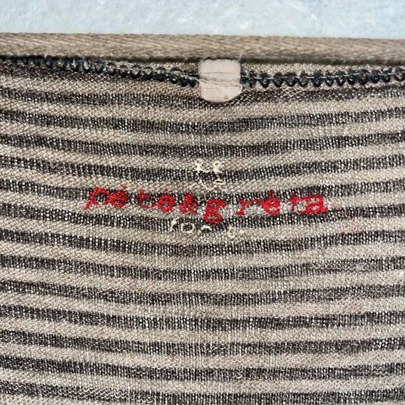 Women's Pete & Greta / Johnny Was Brown Henley Raglan Oversized Stars Stripe Sm - Picture 5 of 10